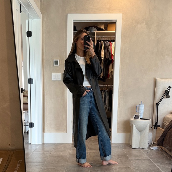 12th Tribe Faux Black Leather Trench Coat - Picture 3 of 5